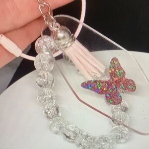 Elegant Pink Butterfly Key & Card Holder